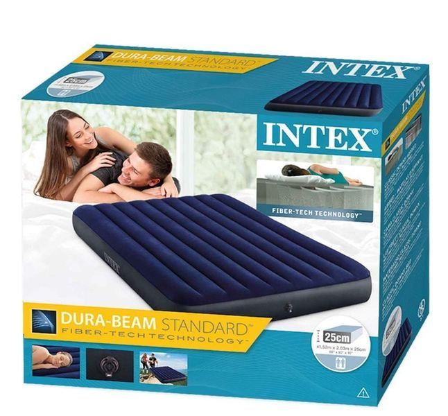Матрац велюровий надувний Intex 64759 синій, 152-203-25 см 64759 фото