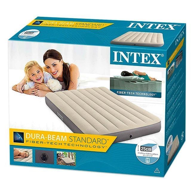 Матрац велюровий надувний Intex 64102 бежевий 137х191х25см 64102 фото